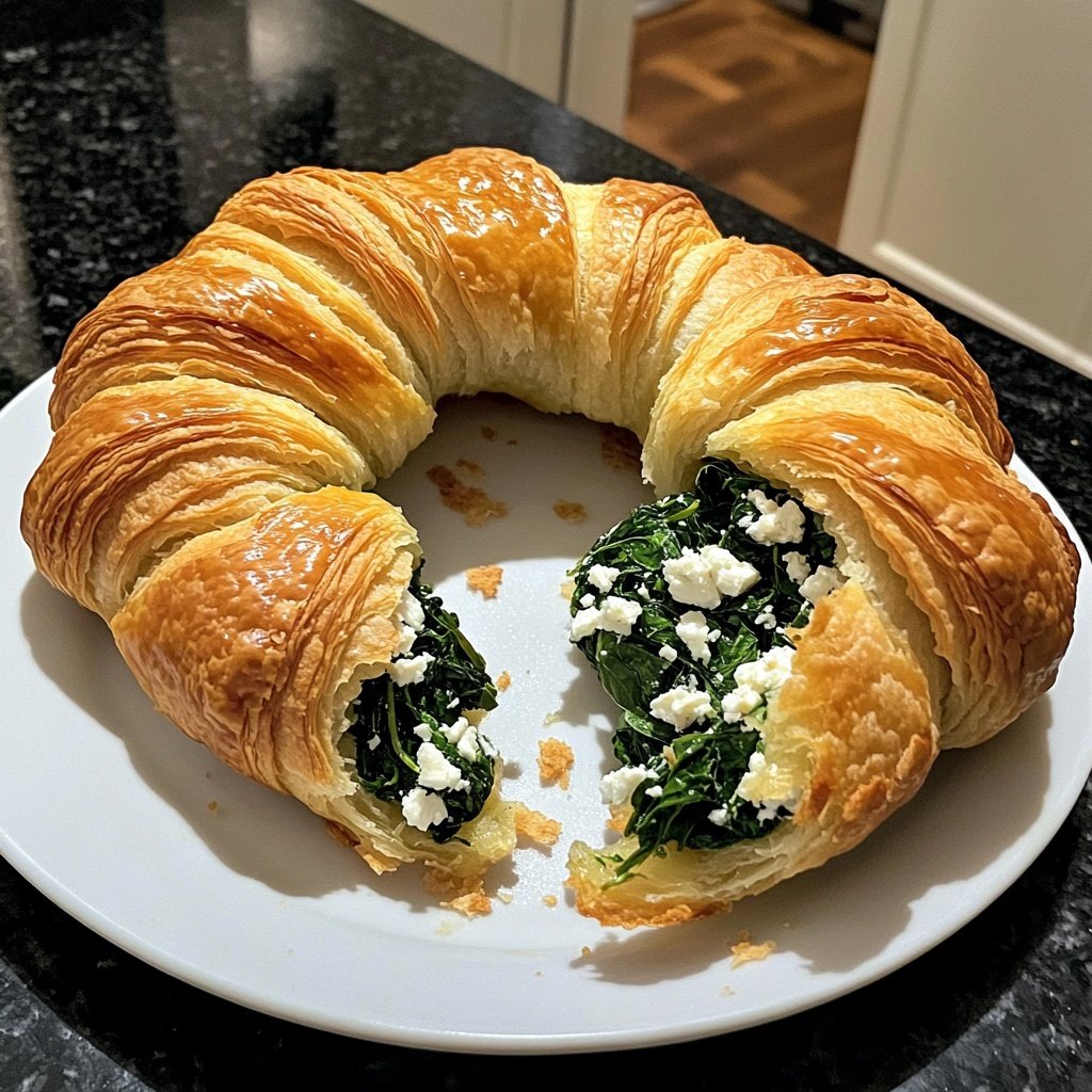 Healthy Spinach and Feta Croissant