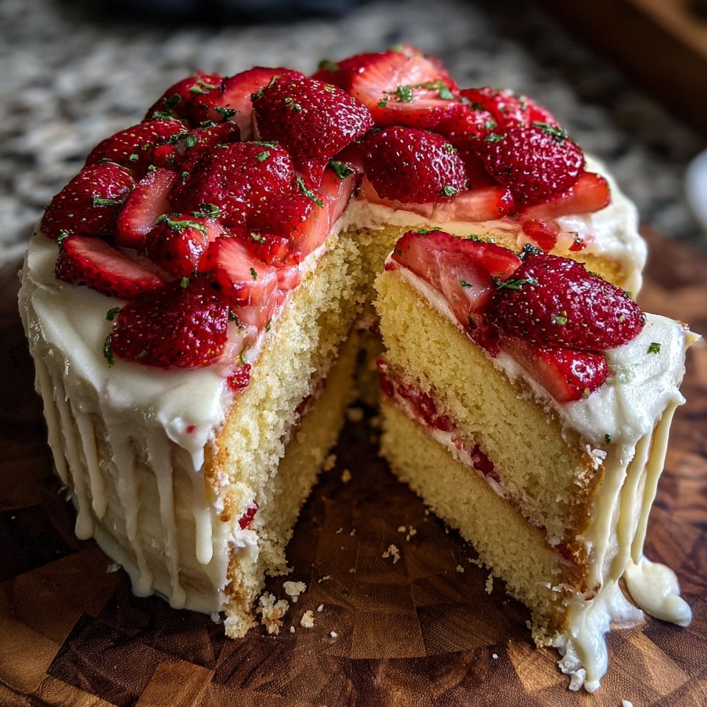 Spring Lemon Strawberry Cake