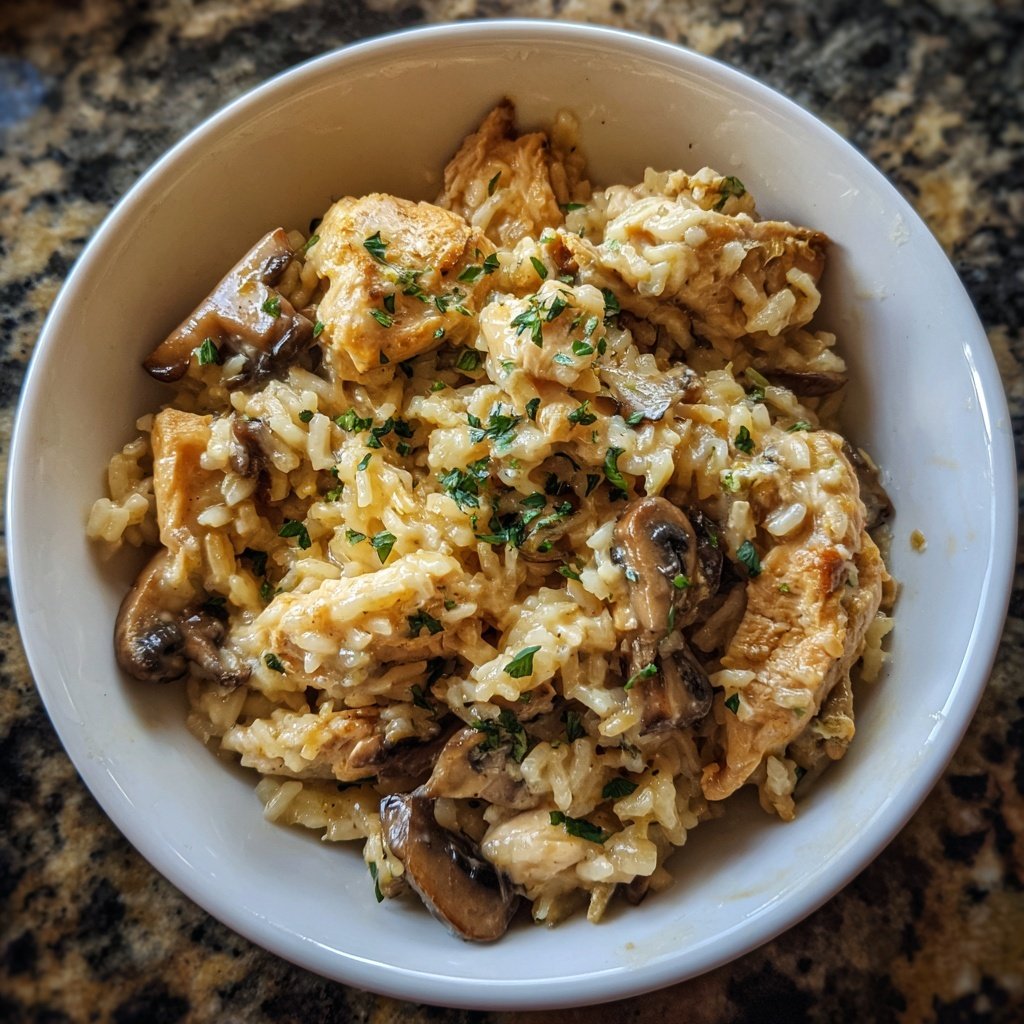 Creamy Garlic Chicken And Mushroom Rice